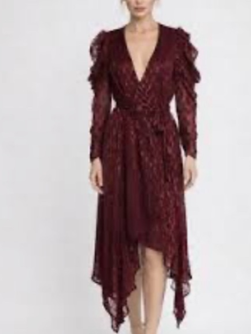 Walter Baker Burgundy Wrap High-Low Dress sz s